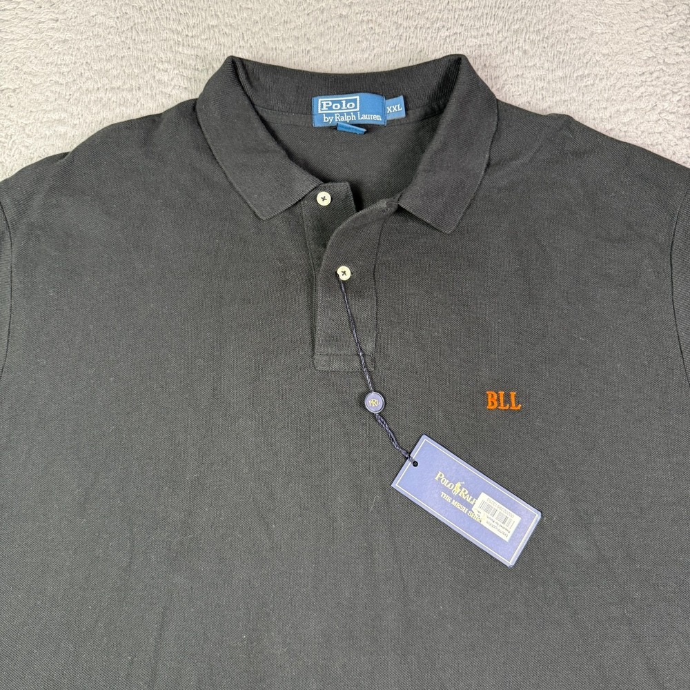 Polo Ralph Lauren Mesh Pique Polo Shirt Mens 2XL Black Classic Embroidered NEW